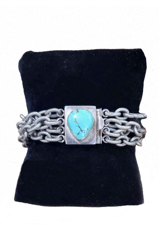 Erin Knight Clasp Bracelet with Turquoise Stone