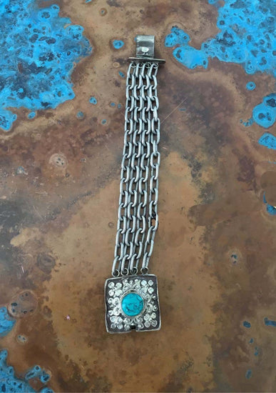 Erin Knight Vintage Clasp Bracelet with Turquoise Stone