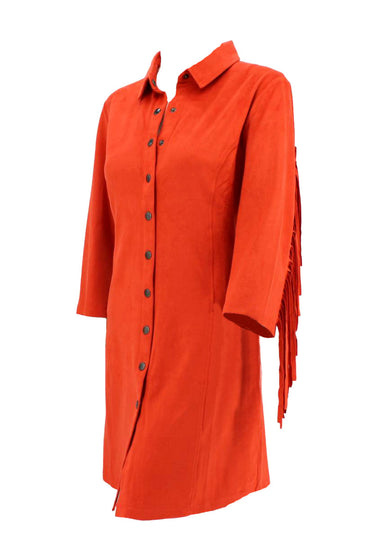 WAY Tangerine Fringe Snap Dress