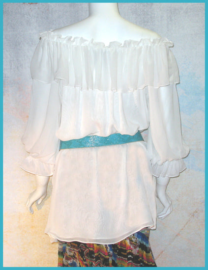 Vintage Collection White Ruffle Peasant Tunic