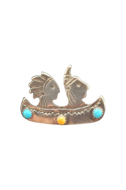 Double D Two Indian Canoe Novelty Pin