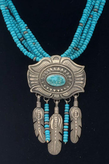 Vintage Native American Jewelry Turquoise Pendant with Hallmark – Home &  Away Gallery