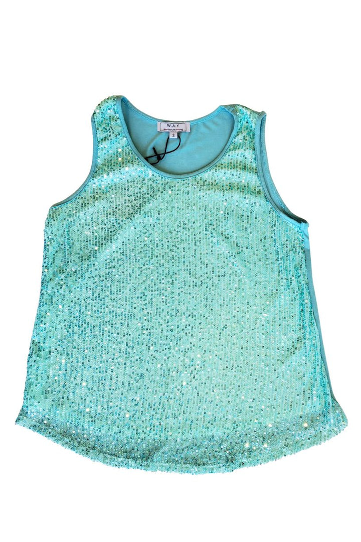 WAY Crew-Neck Sequin Top