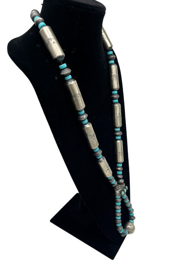 Native American Turquoise and Barrel Necklace Set
