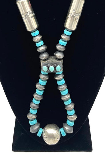 Native American Turquoise and Barrel Necklace Set