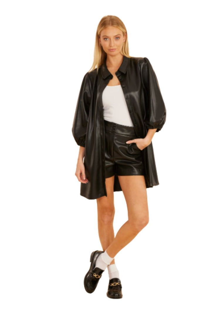 Dolce Cabo Faux Leather Puff Sleeve Dress/Jacket