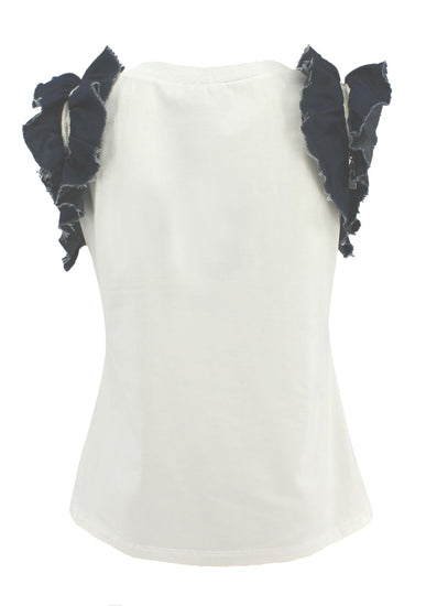 Alberta Makali Top With Denim Ruffle