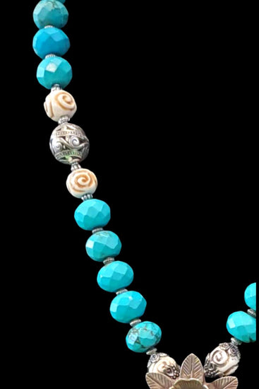 Dyanne Silver Bone Cross With Flowers Necklace