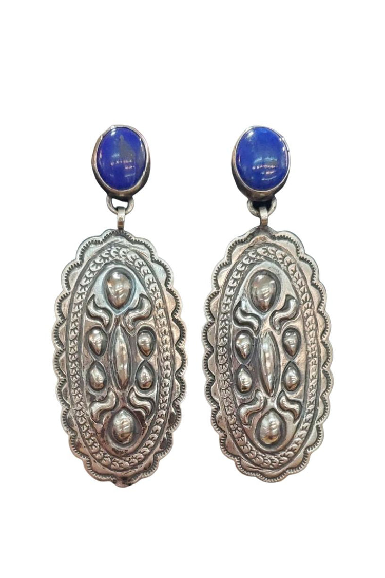 Native American Lapis and Concho Earrings