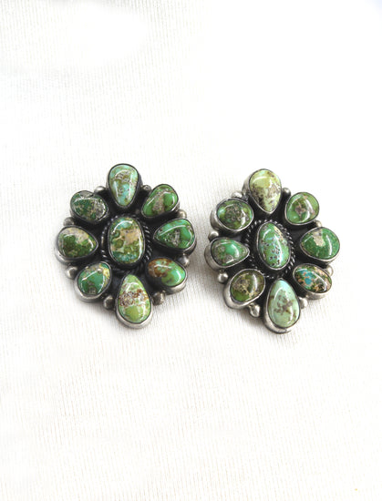 Native American Green Turquoise Custer Earrings