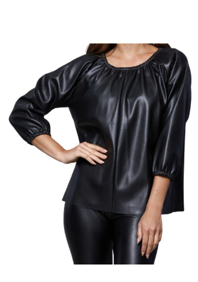 Dolce Cabo Faux Leather Puff Sleeve Top