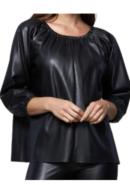 Dolce Cabo Faux Leather Puff Sleeve Top