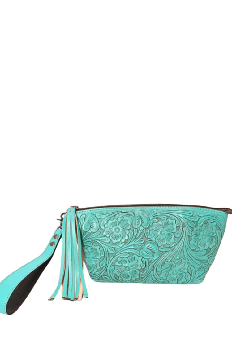 American Darling Turquoise Tooled Wristlet