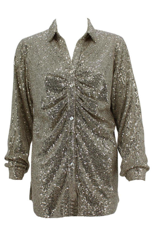 WAY Champagne Sequin Blouse