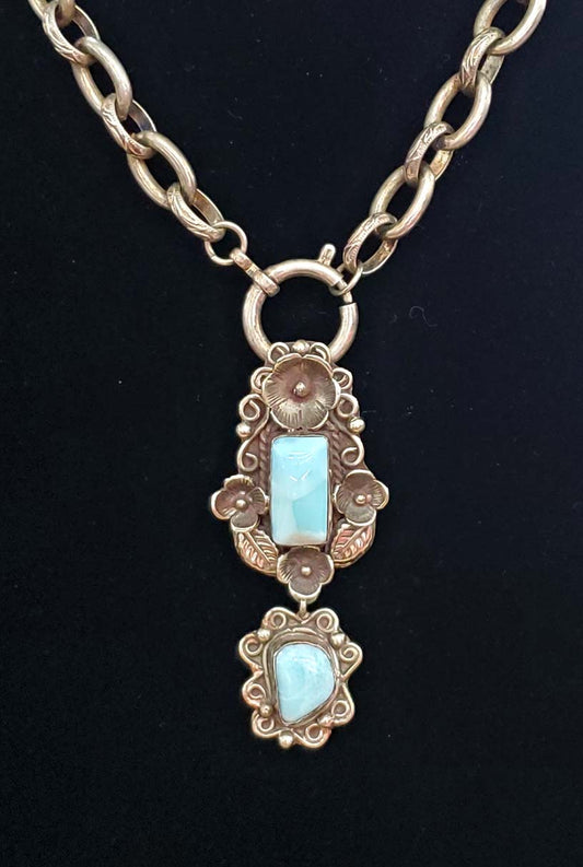 Erin Knight Designs Vintage Larimar Pendant Necklace