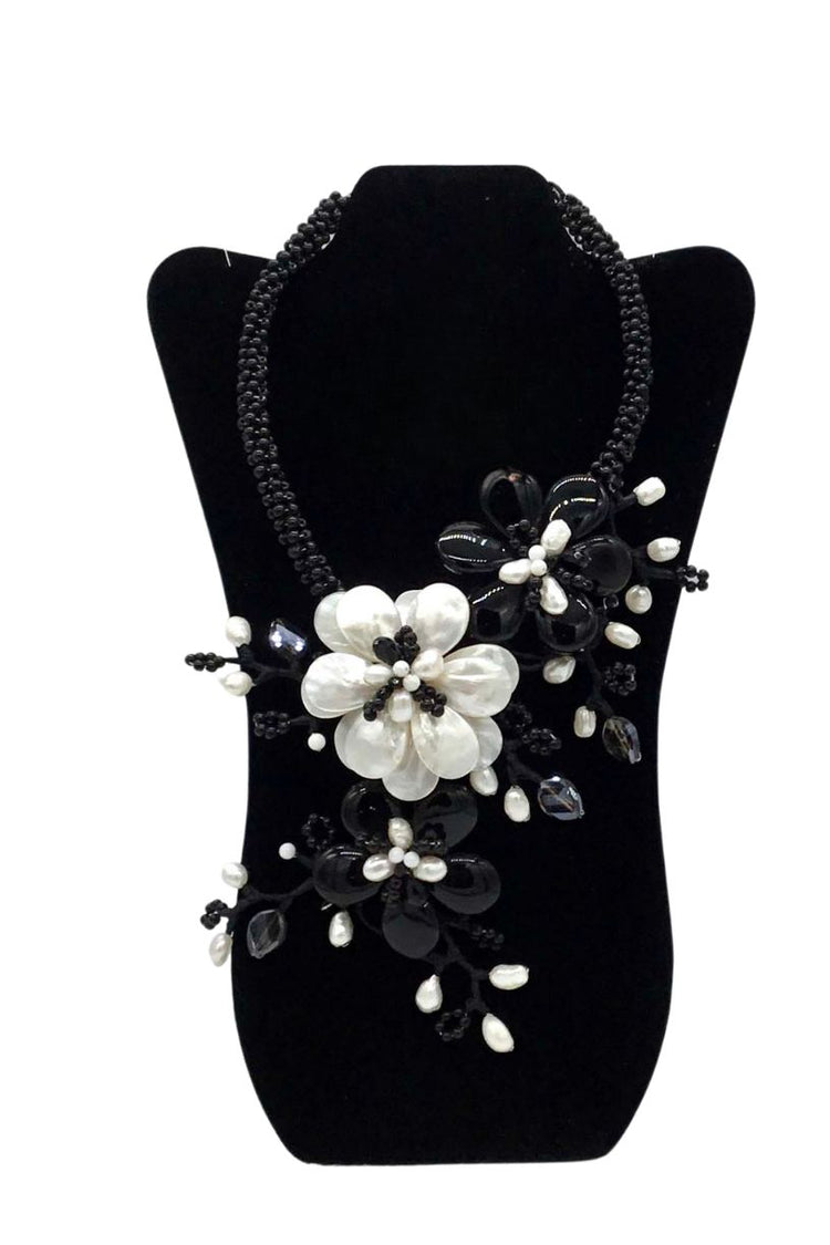 Jackie Jones Onyx and Flower Necklace