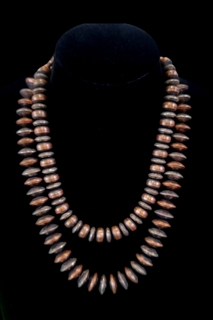 Laura Ingalls 22" Copper and Silver Navajo Pearls Necklace
