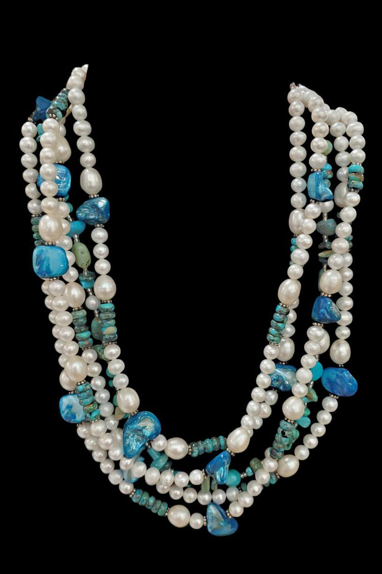 Paige Wallace Pearl and Turquoise Necklace
