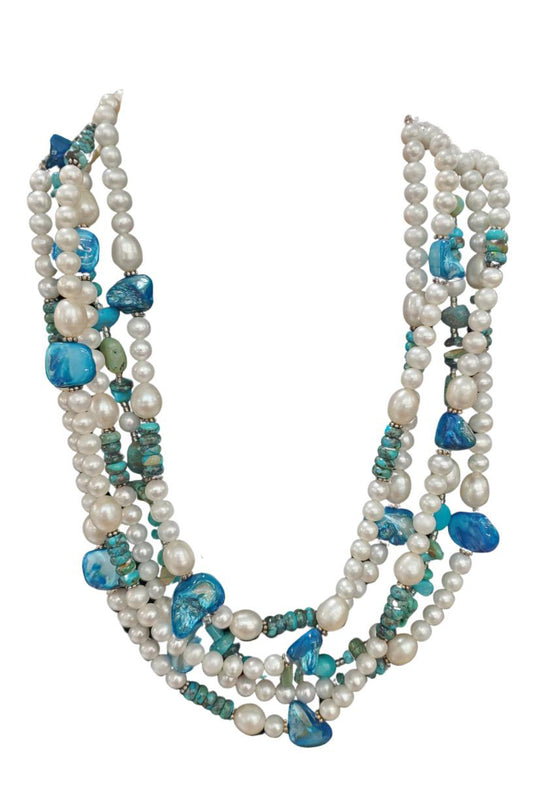 Paige Wallace Pearl and Turquoise Necklace