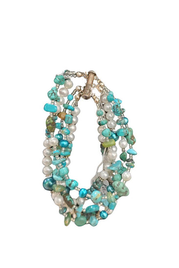 Paige Wallace Pearl and Turquoise Bracelet