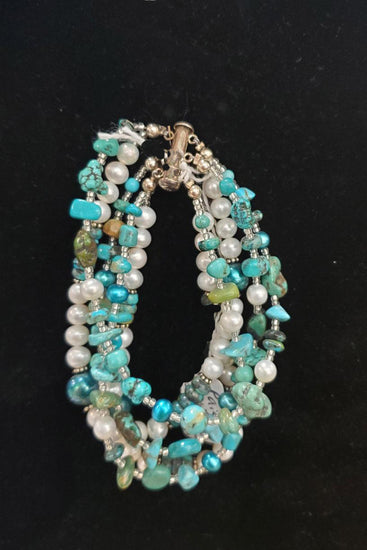 Paige Wallace Pearl and Turquoise Bracelet