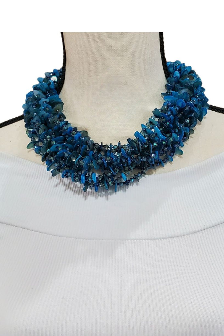 Jackie Jones Lapis, Turquoise, and Crystal Necklace