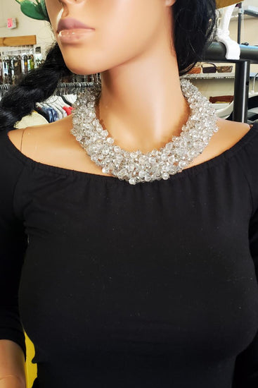 Jackie Jones Clear Crystal Collar Necklace