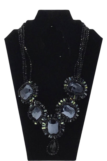 Jackie Jones Black Crystal Necklace