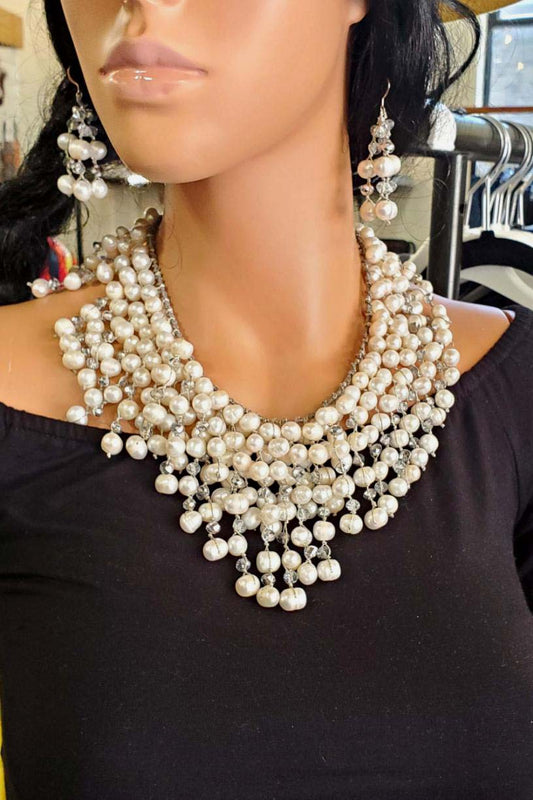 Jackie Jones Pearl and Crystal Choker Necklace