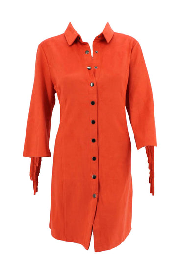 WAY Tangerine Fringe Snap Dress