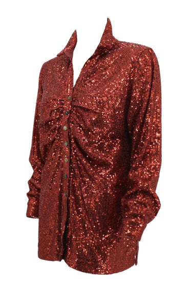 WAY Red Sequin Blouse