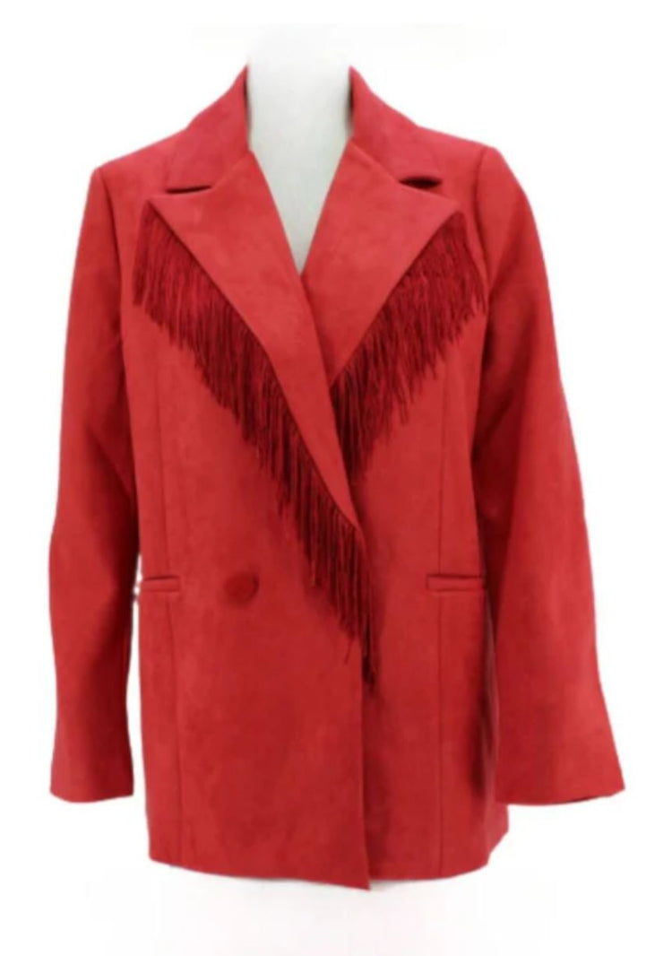 WAY Red Fringe Blazer