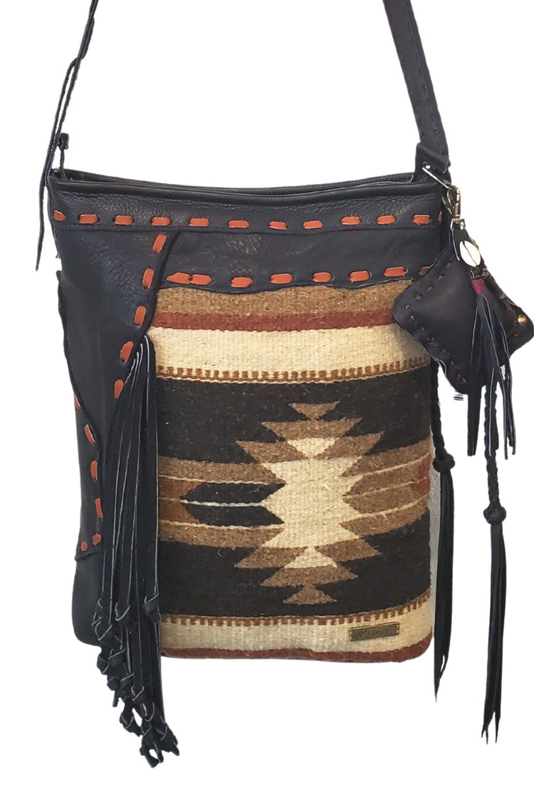 Pranee Santa Fe Black Leather Bucket Bag