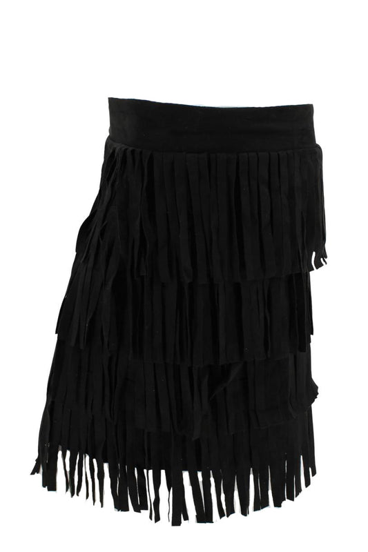 WAY Black Short Fringe Skirt 