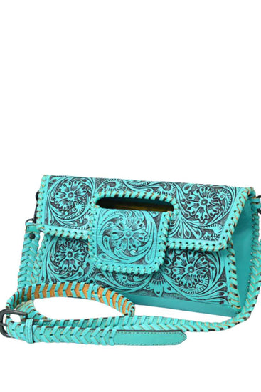 American Darling Turquoise Tooled Flap Bag