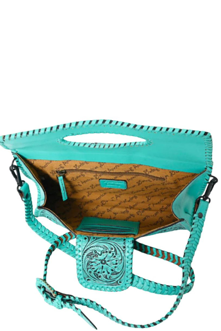 American Darling Turquoise Tooled Flap Bag