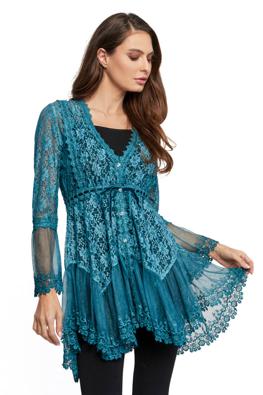 Adore Turquoise Lace Short Coverup