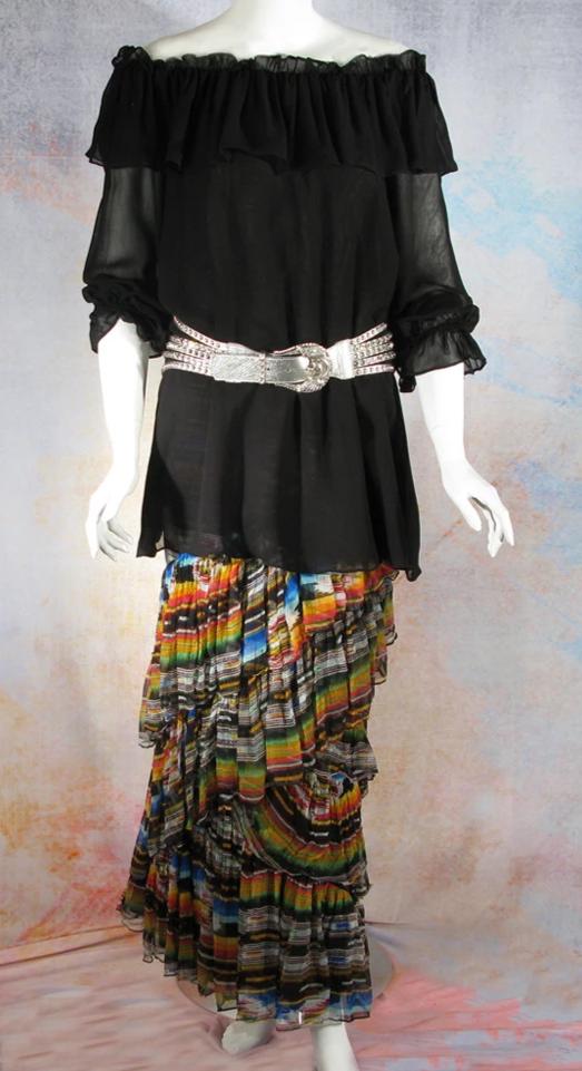 Vintage Collection Black Ruffle Peasant Tunic