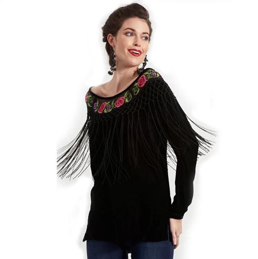 Roja Flamenco Top in Black