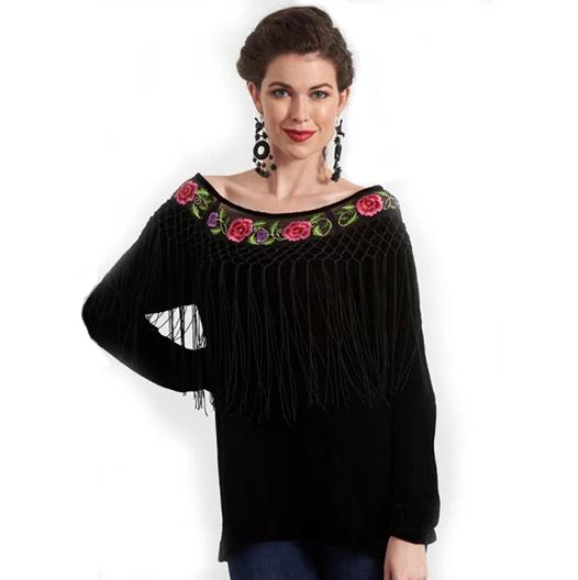 Roja Flamenco Top in Black