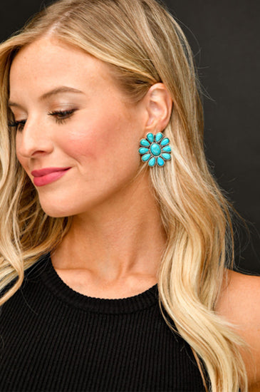 West & Co Turquoise Flower Cluster Earrings