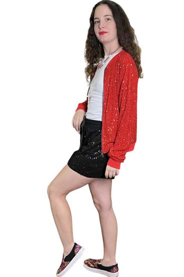 To The Way Sequin Bomber Jacket