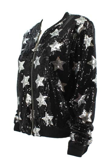 To The Way Sequin Bomber Jacket