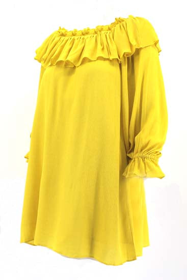Vintage Collection Yellow Crinkle Peasant Tunic 