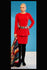 Roja Red Fit and Flare Fisherman's Cable Knit Sweater